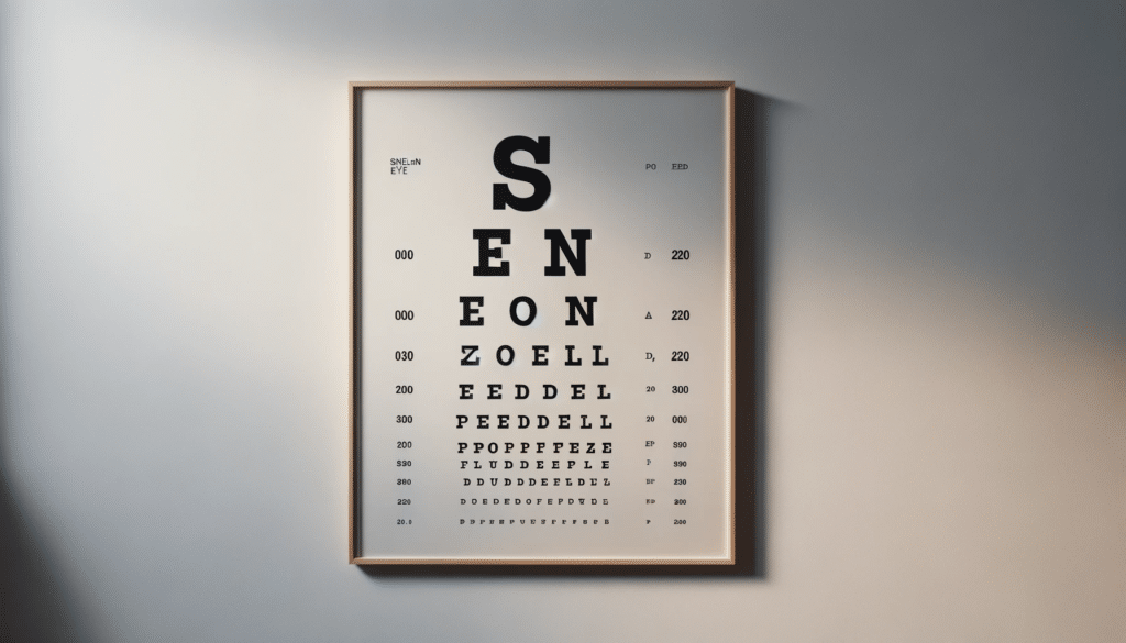 Letterkaart gebruikt voor het testen van visuele scherpte bij de oogarts en opticien