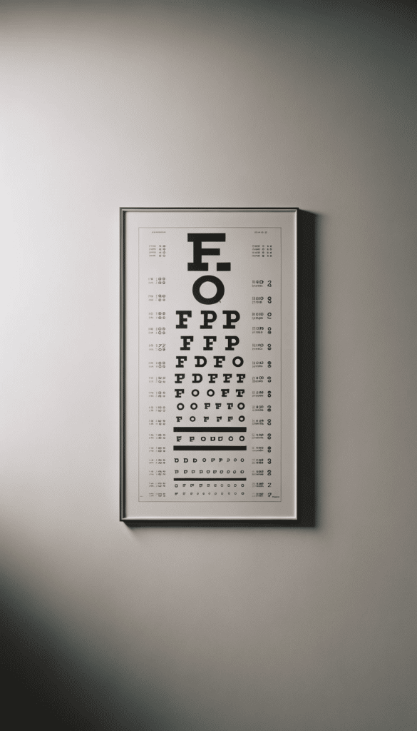 Letterkaart gebruikt voor het testen van visuele scherpte bij de oogarts en opticien